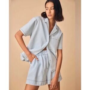 HUNTER BELL Sz M Medium Light Denim Aspen Shorts Elastic Waist High Rise NWT